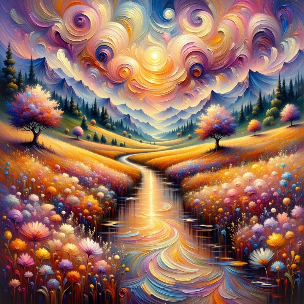 Vibrant Landscape with Serene River and Colorful Foliage