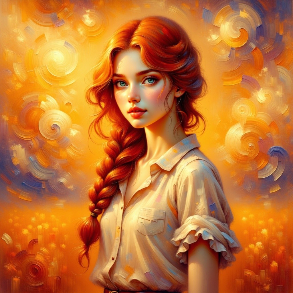 Young woman with red hair in a casual setting