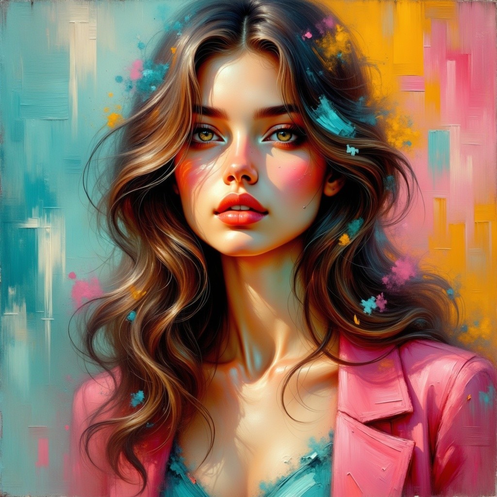 Portrait of a Confident Young Woman with Vibrant Background