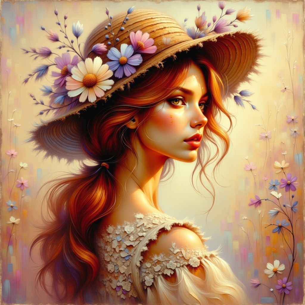 Portrait of a Young Woman in Floral Setting