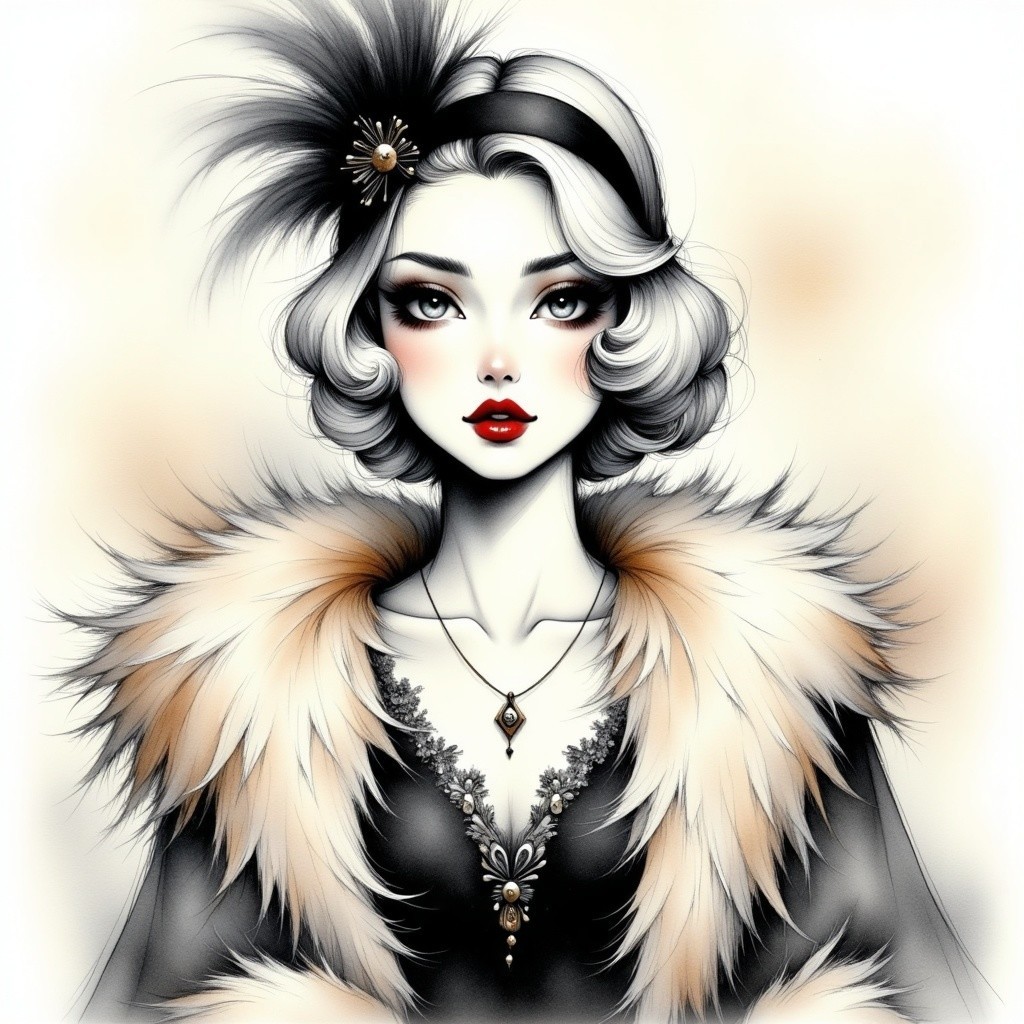 Elegant Vintage-Inspired Woman with Glamorous Hair