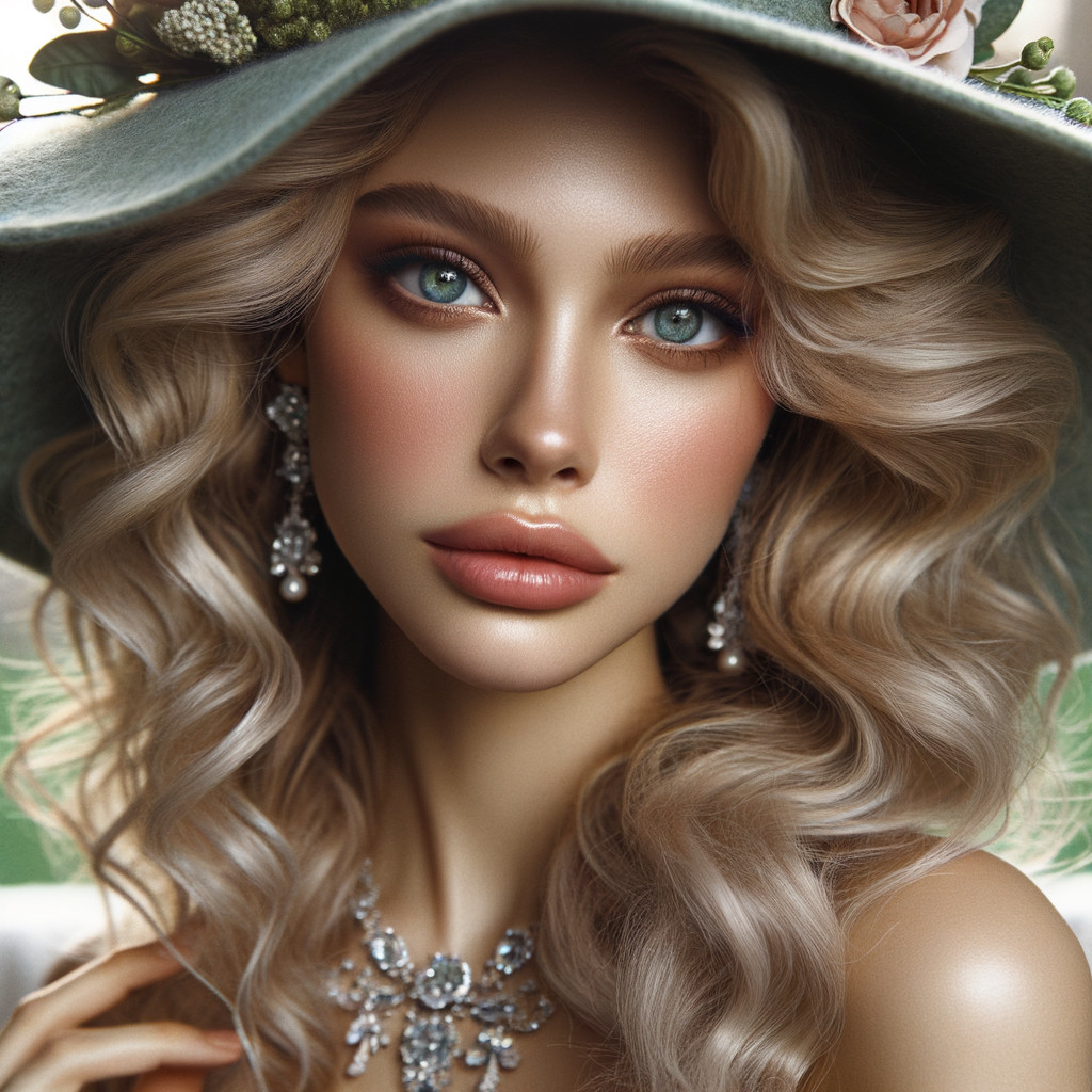 Portrait of a Young Woman with Blonde Hair and Hat