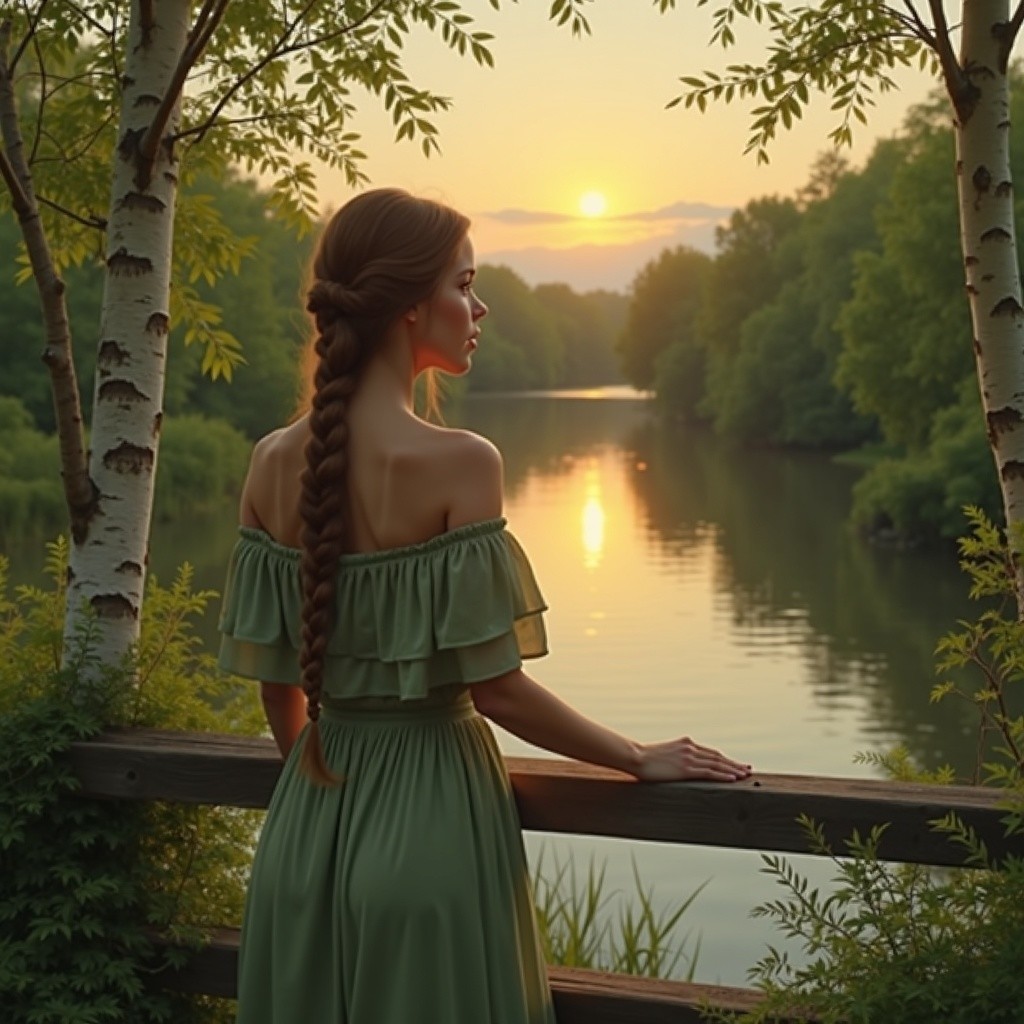 Serene Sunset Scene by a Peaceful River