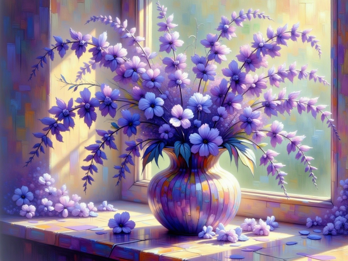 Vibrant Purple Flower Bouquet in Decorative Vase