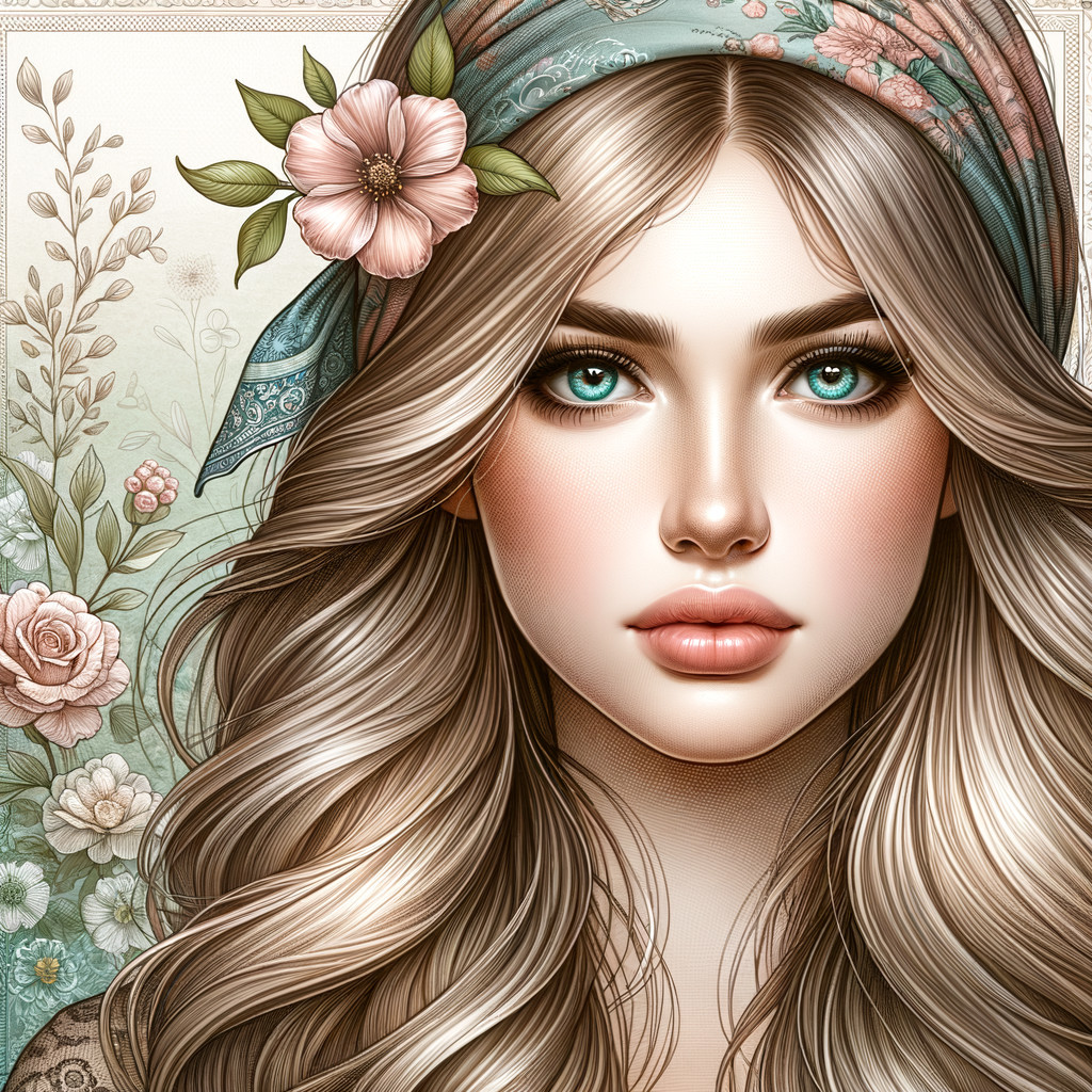 Portrait of a Young Woman with Floral Elements