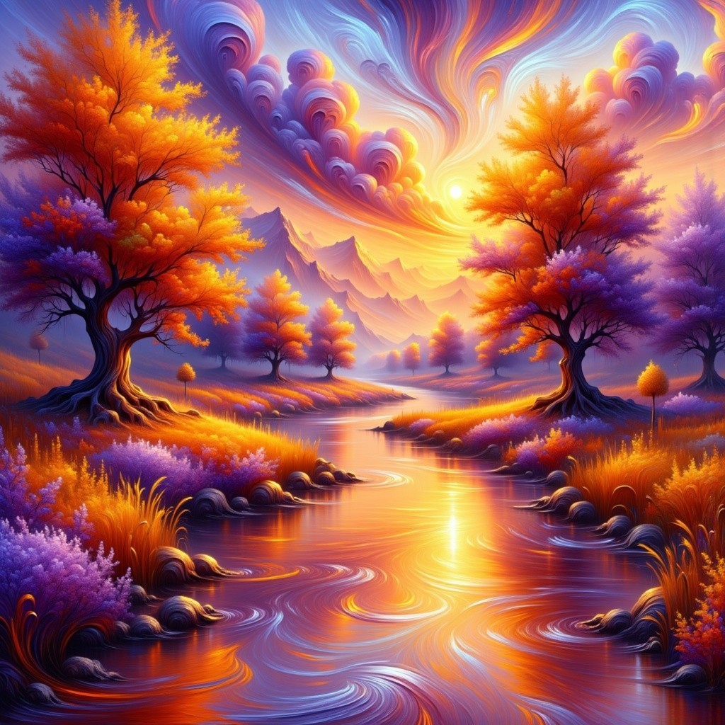 Vibrant Landscape with Majestic Mountains and River