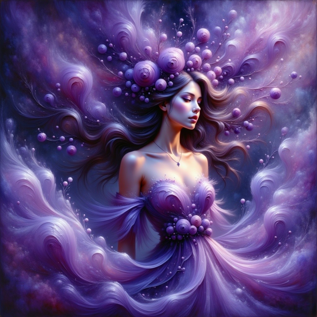 Mystical Figure in a Dreamlike Cosmic Landscape