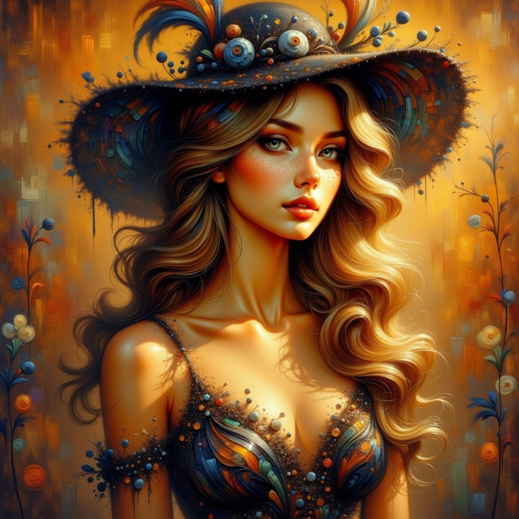 Portrait of a Young Woman with Floral Accents