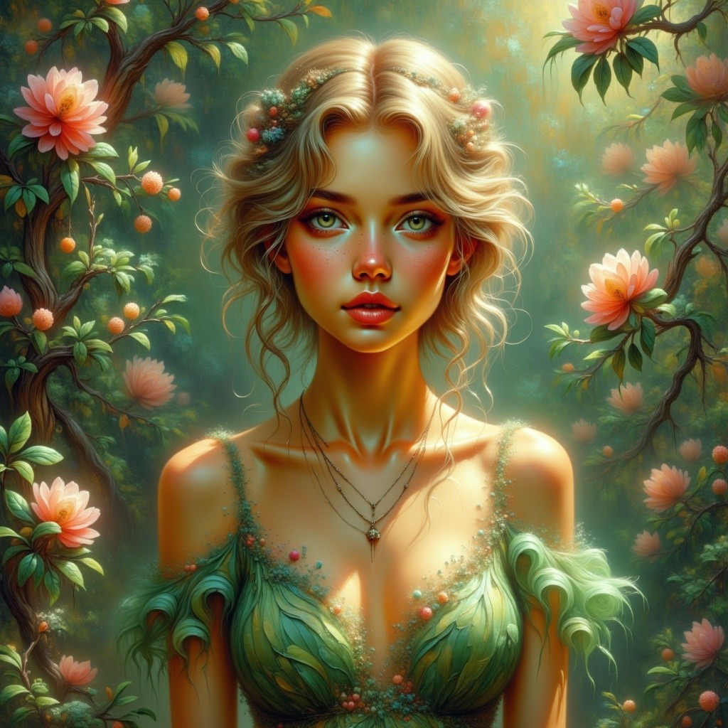 Young woman in floral dress amidst vibrant flowers