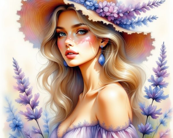 Portrait of a Young Woman in a Floral Hat