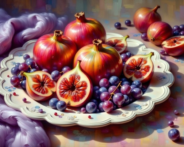Vibrant Fruit Platter with Pomegranates and Grapes