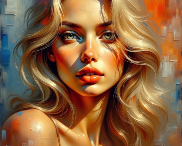 Portrait of a Young Woman with Blonde Hair and Warm Background