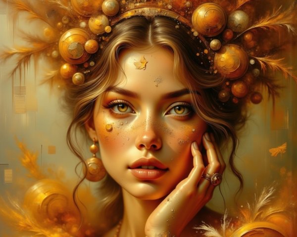 Portrait of a Young Woman with Golden Headdress