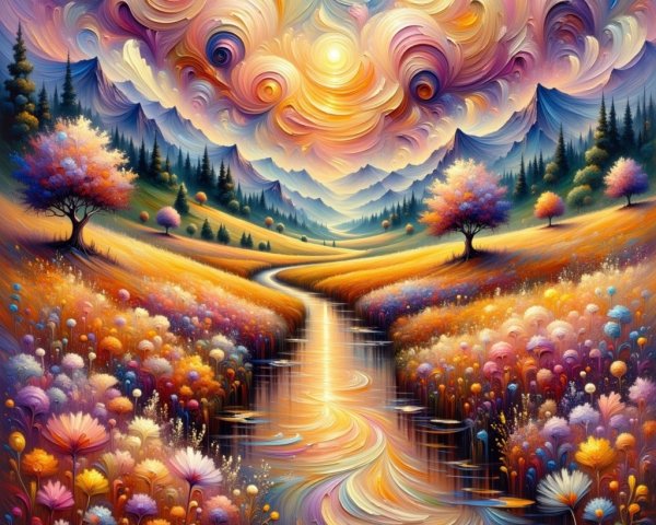 Vibrant Landscape with Serene River and Colorful Foliage
