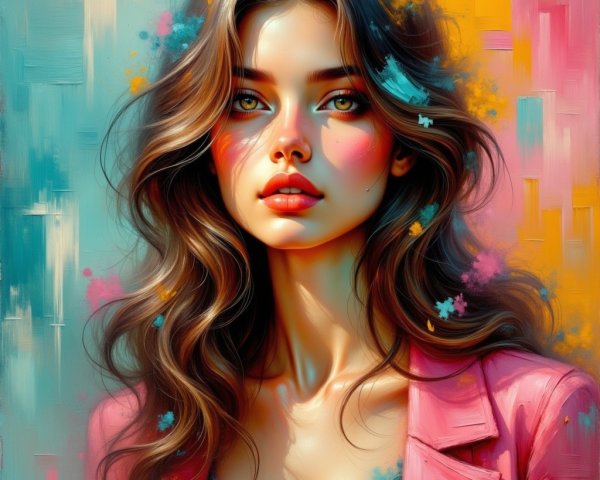 Portrait of a Confident Young Woman with Vibrant Background