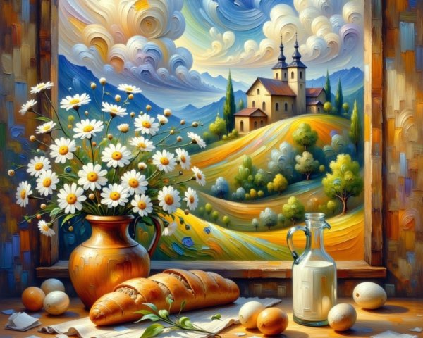 Vibrant Still Life of Countryside Scene with Daisies