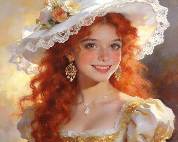 Vibrant portrait of a young woman with red hair and hat