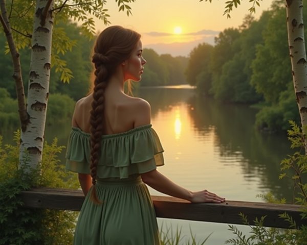 Serene Sunset Scene by a Peaceful River