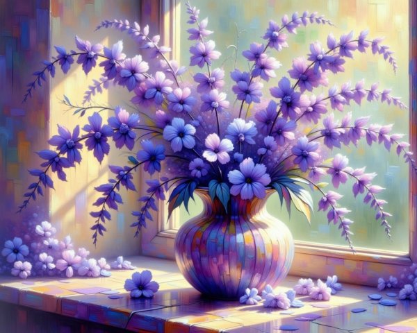 Vibrant Purple Flower Bouquet in Decorative Vase