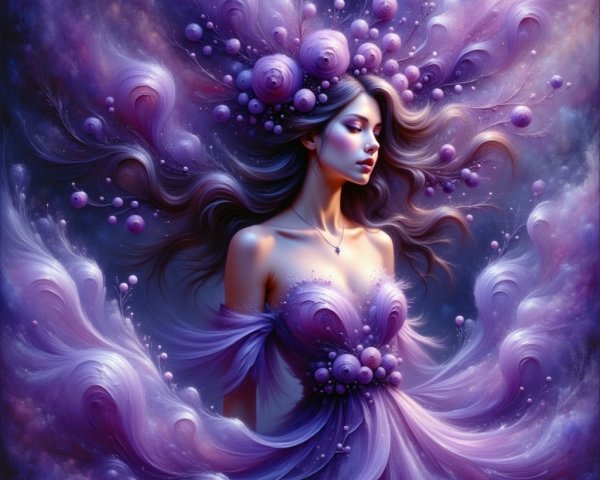 Mystical Figure in a Dreamlike Cosmic Landscape