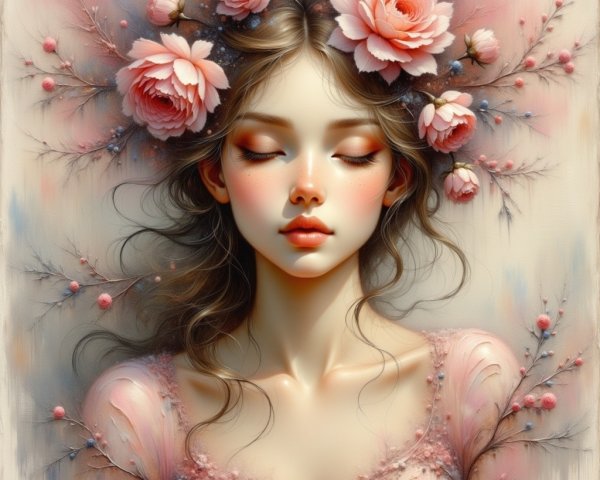 Portrait of a Serene Young Woman in Pink Dress