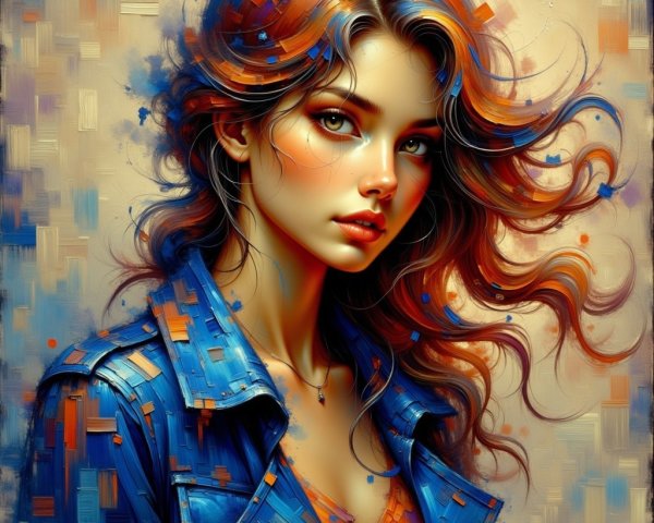 Portrait of a Young Woman with Vibrant Hair and Jacket
