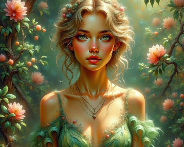 Young woman in floral dress amidst vibrant flowers