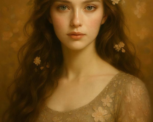 Close-up Portrait of a Woman with Blue Eyes and Roses