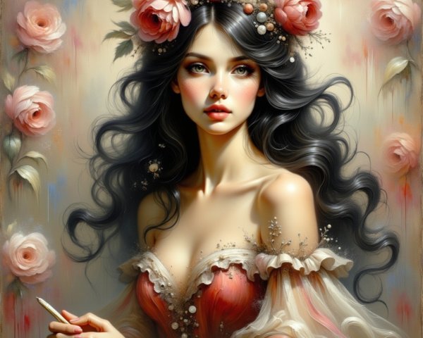 Realistic Digital Painting of a Beautiful Woman