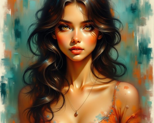 Close-up portrait of a woman with vibrant skin and hair