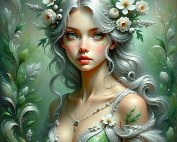 Digital portrait of a woman in botanical setting