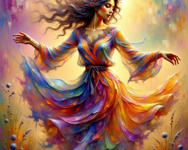 Graceful Dance of a Woman in Vibrant Colors