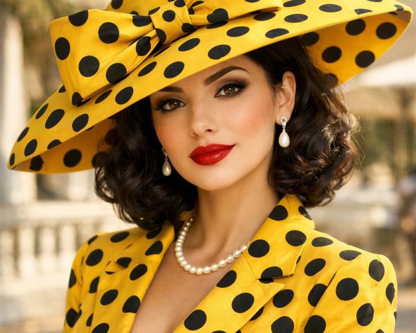 Close-Up Portrait of a Glamorous Woman in Yellow Hat