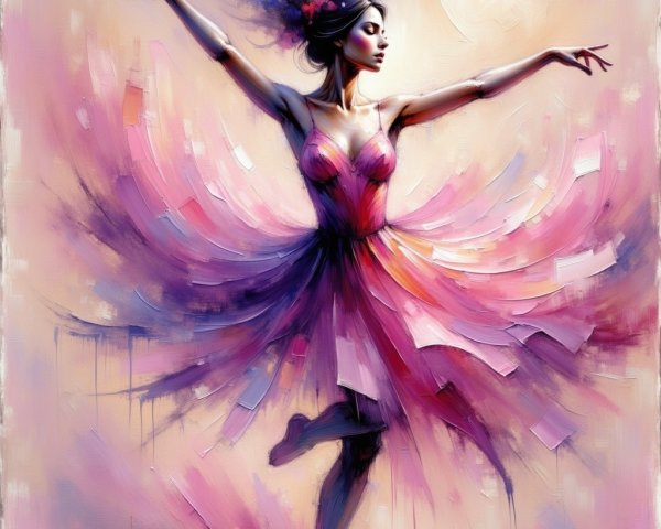 Graceful dancer in vibrant pink and purple dress