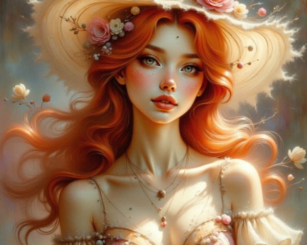 Elegant Woman in Pink Dress with Floral Accents