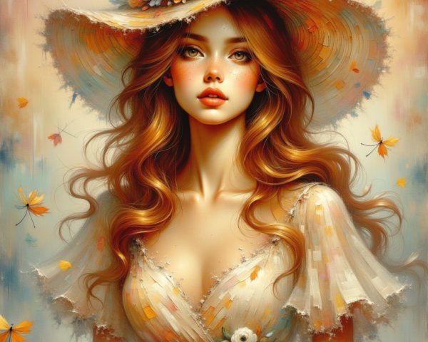 Young woman in floral crown with pastel dress