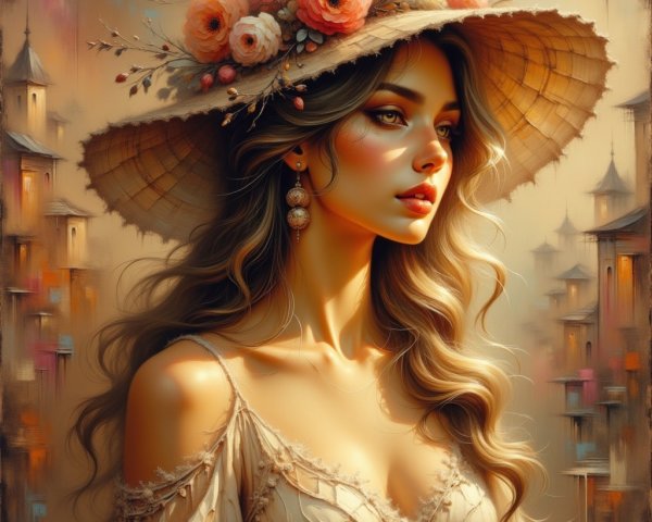 Digital painting of a woman in Dutch Master style