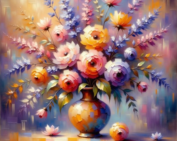 Vibrant Bouquet of Flowers in Textured Vase