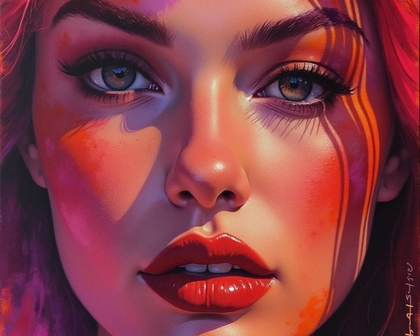 Close-Up of a Young Woman with Striking Features