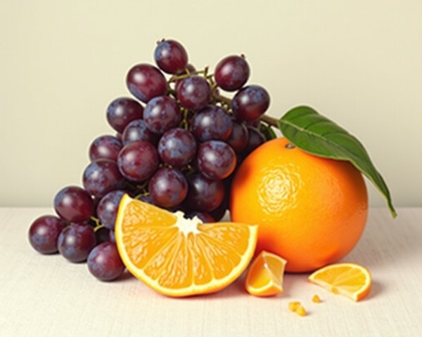 Vibrant Still-Life of Grapes and Orange Segments