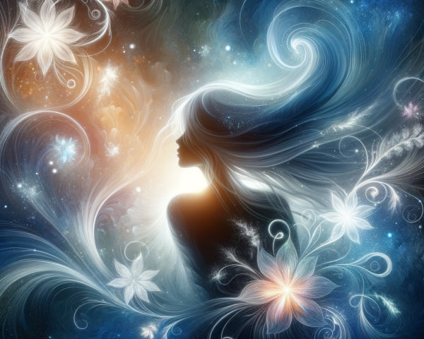 Silhouette of a Woman in a Cosmic Colorful Scene