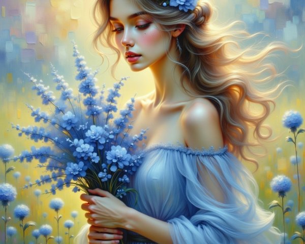 Close-up portrait of a young woman with flowers