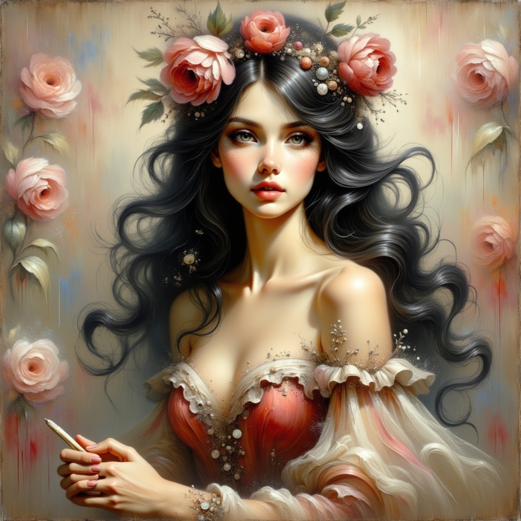 Realistic Digital Painting of a Beautiful Woman