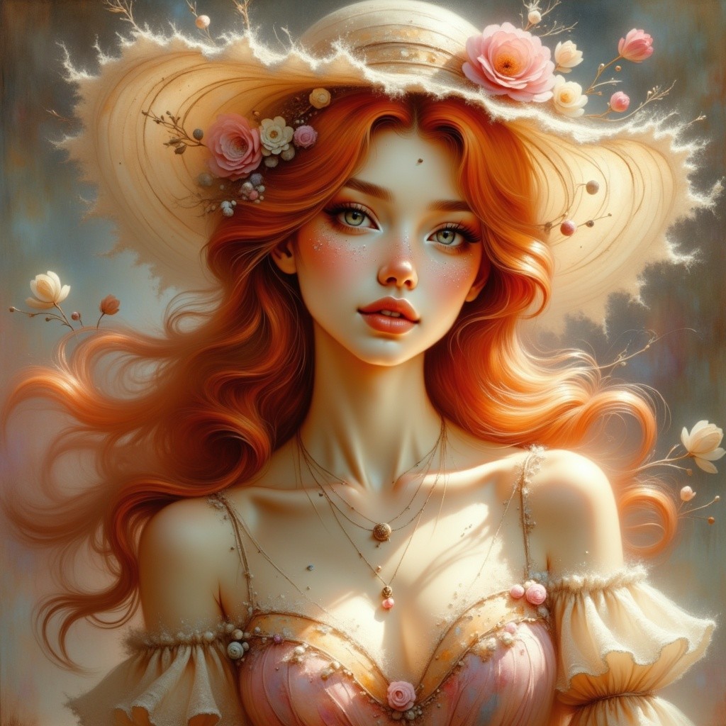 Elegant Woman in Pink Dress with Floral Accents