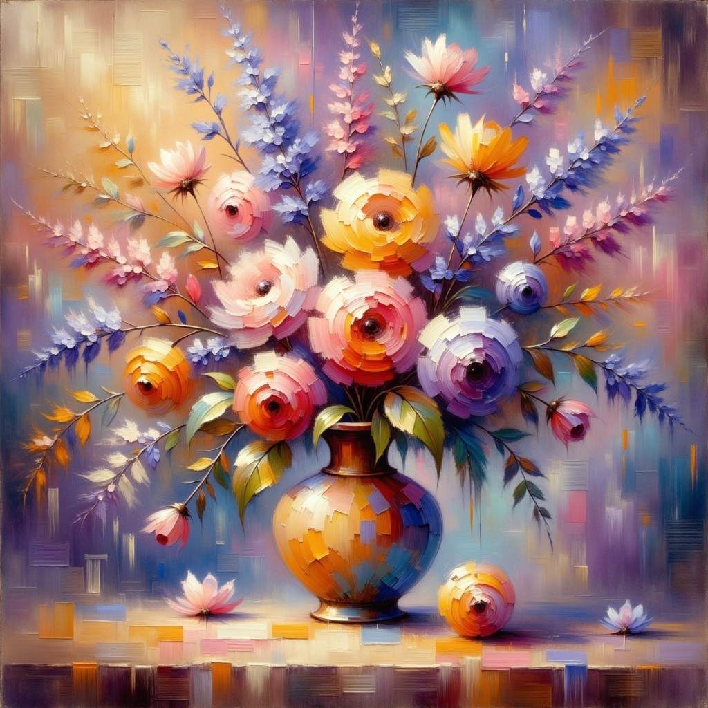 Vibrant Bouquet of Flowers in Textured Vase