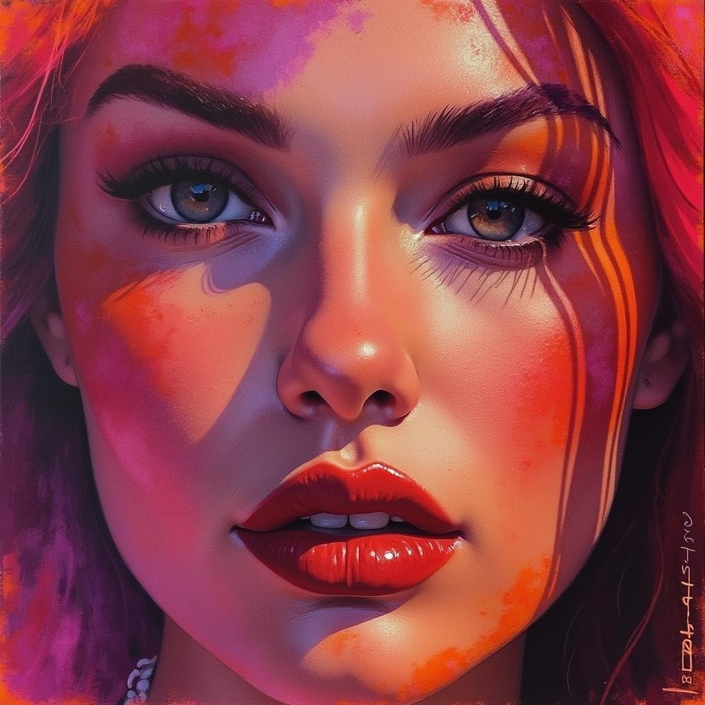 Close-Up of a Young Woman with Striking Features