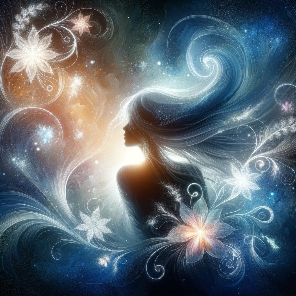 Silhouette of a Woman in a Cosmic Colorful Scene