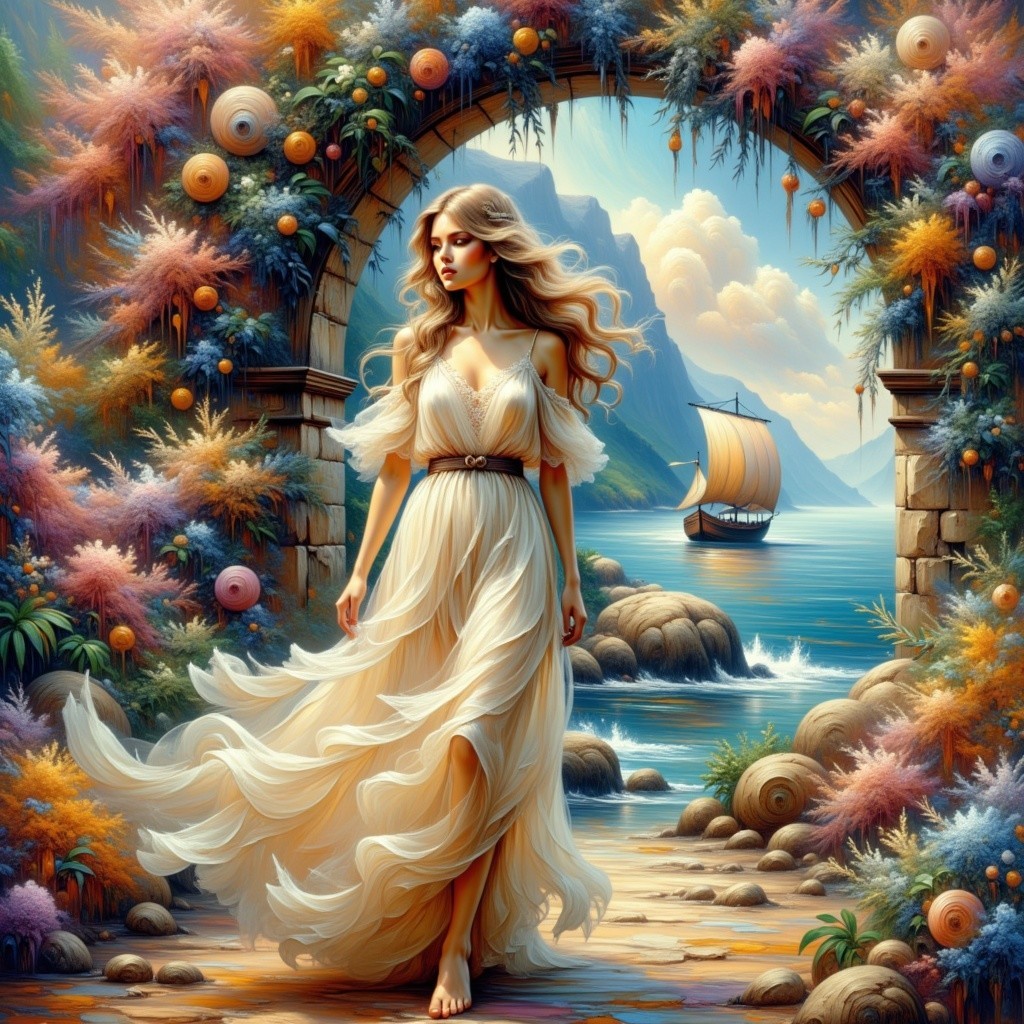Ethereal Walk Through a Floral Archway