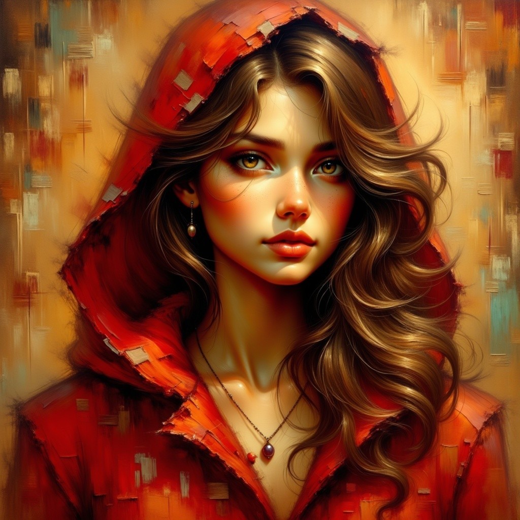Portrait of a Young Woman in a Red Hoodie