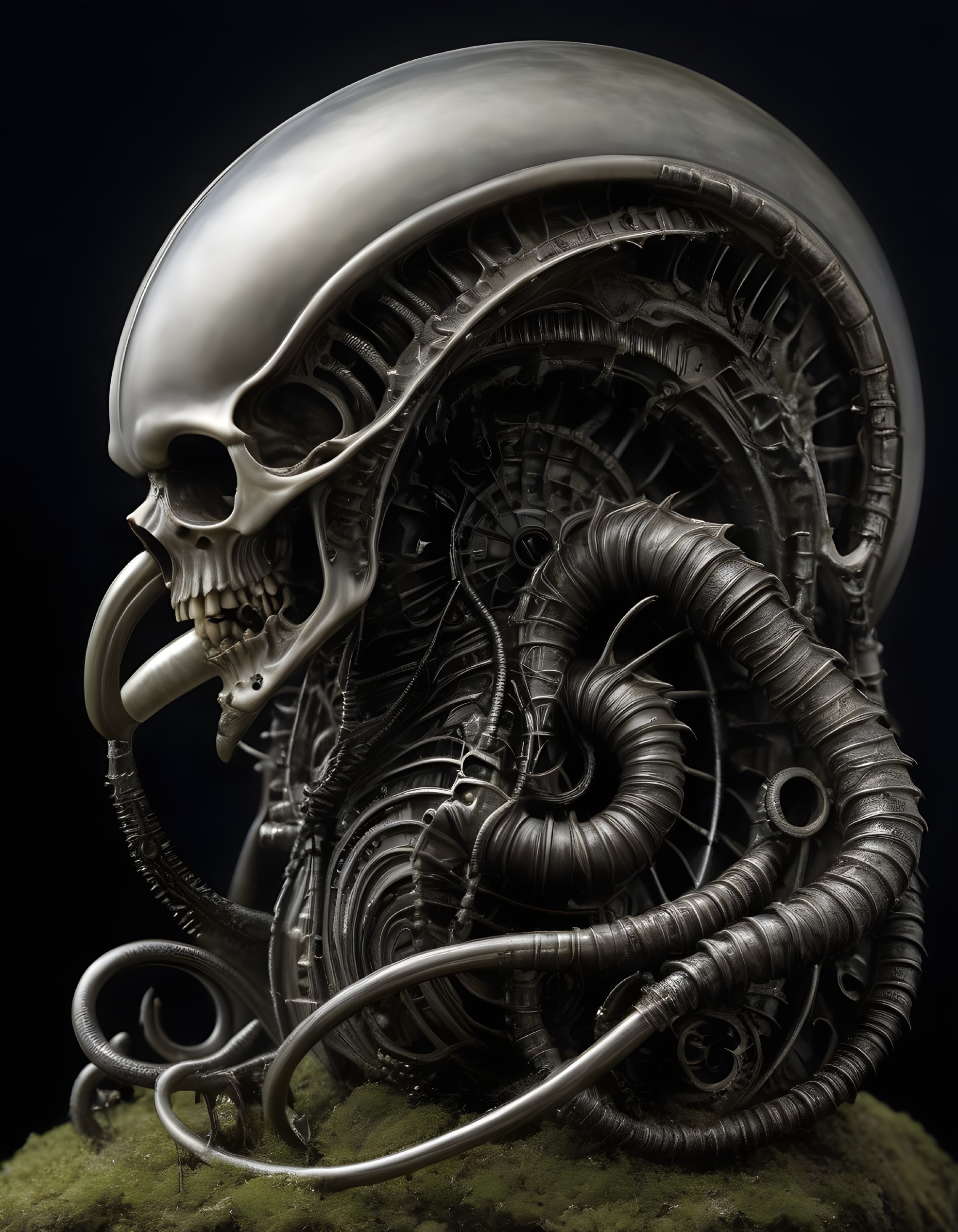 Biomechanical Skull with Internal Machinery and Tubing